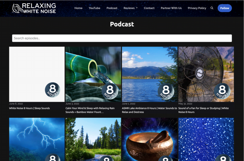 Relaxing White Noise sells digital downloads of tracks