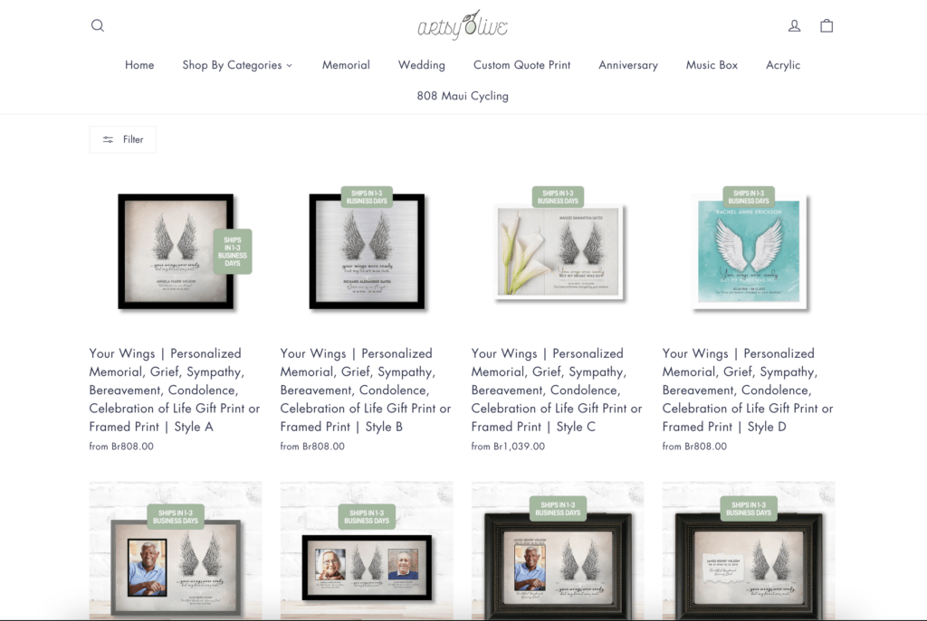 Artsy Olive website screenshot 1