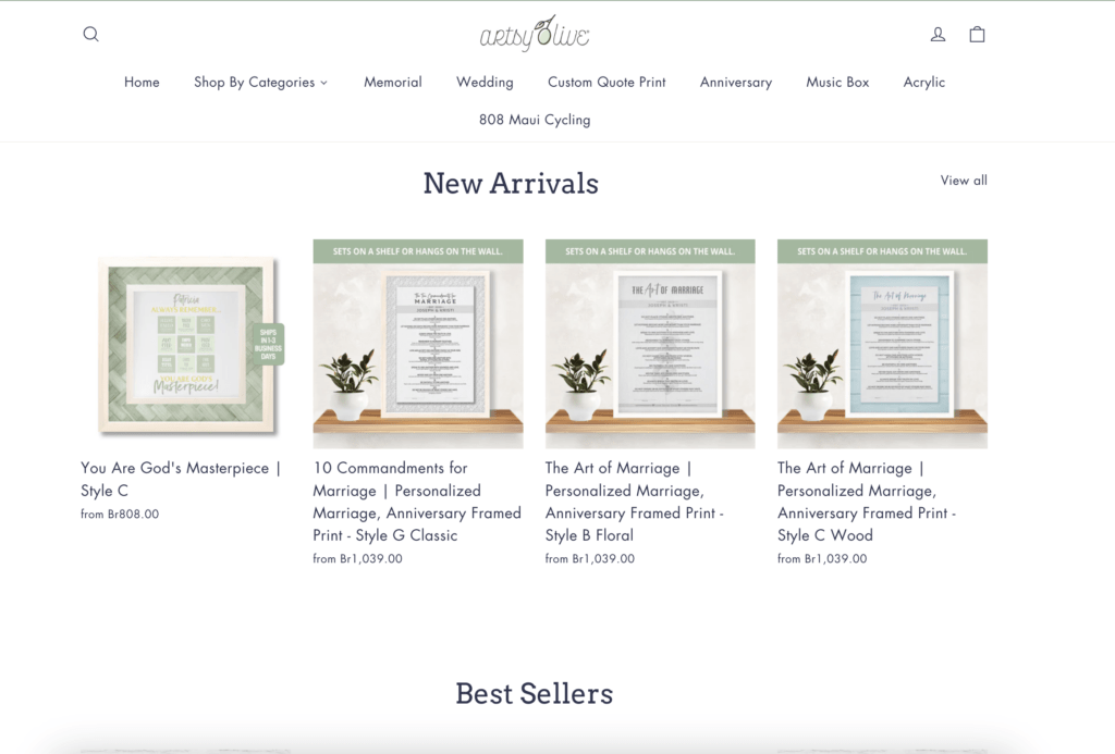 Artsy Olive website screenshot 2