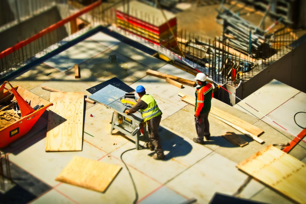 Construction workers working on a job site - construction marketing ideas