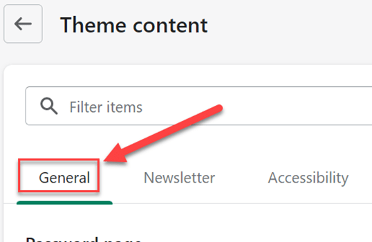 General element in Shopify's theme content editor