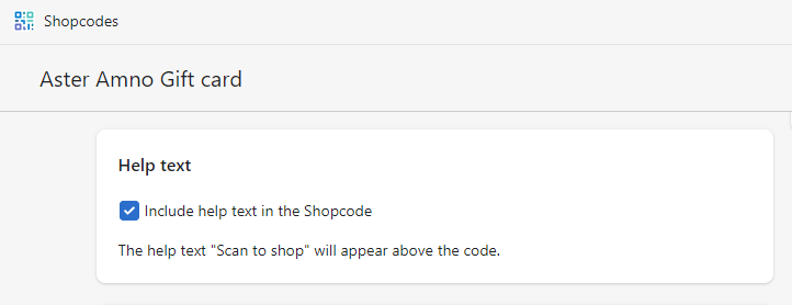 QR code help text in Shopify
