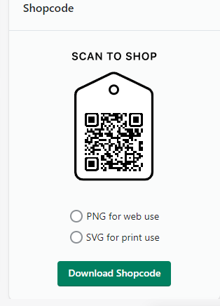 scan to shop screen in the shopify UI