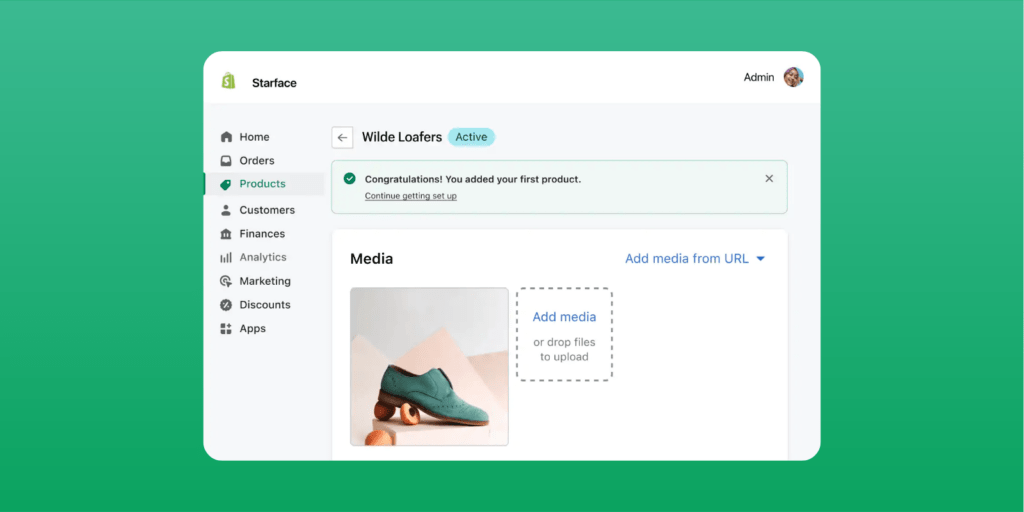 Shopify admin interface