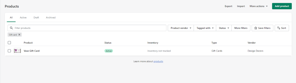 Shopify Products Dashboard