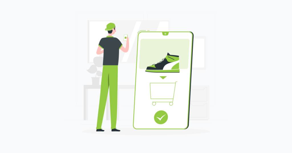 person placing an order on a mobile screen - ecommerce metrics