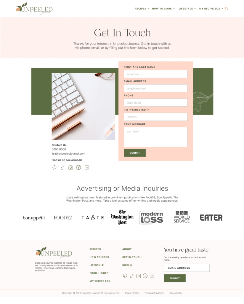 Unpeeled Journal website screenshot 2