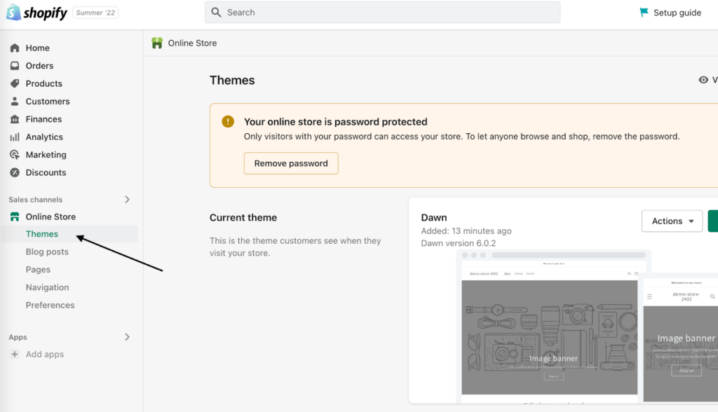 shopify themes screen