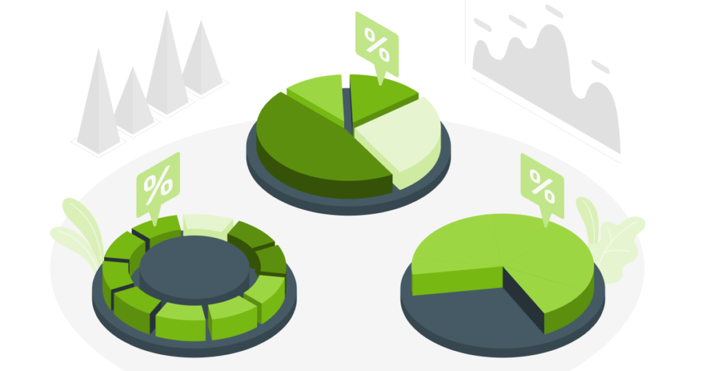 Sign up for a CRM: Illustration that shows 3 pie charts and bar graph in the background