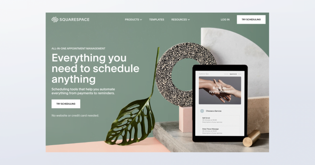 Squarespace landing page