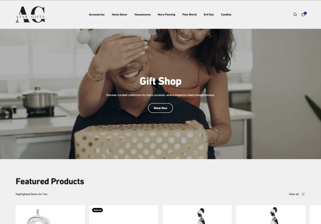 Atar Gifts website screenshot 2