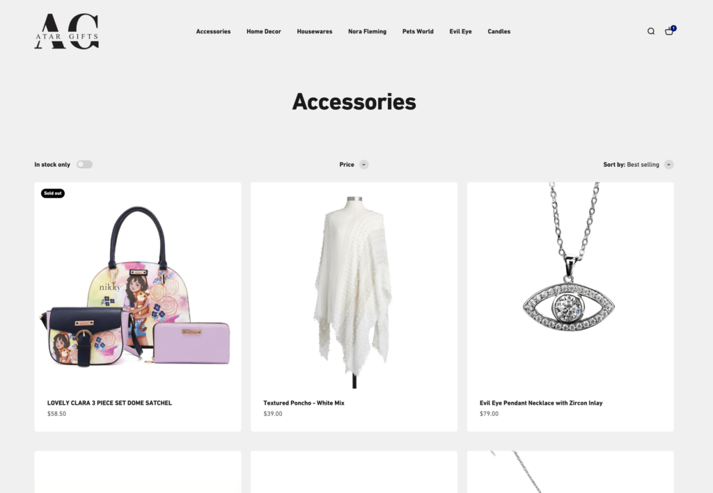 Atar Gifts website screenshot 1