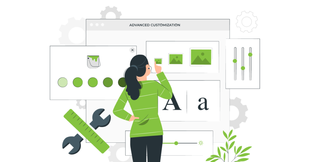 A women customizing a website 