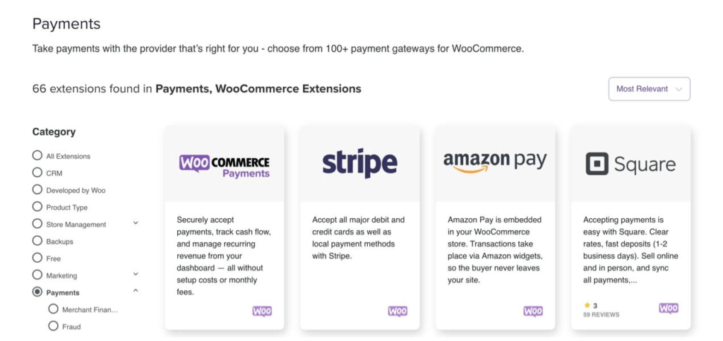 WooCommerce showing payment options