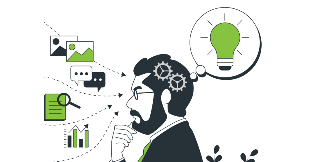 A person getting an idea about e-commerce