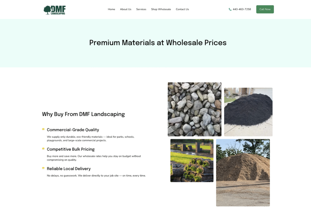 DMF Landscaping website screenshot 4