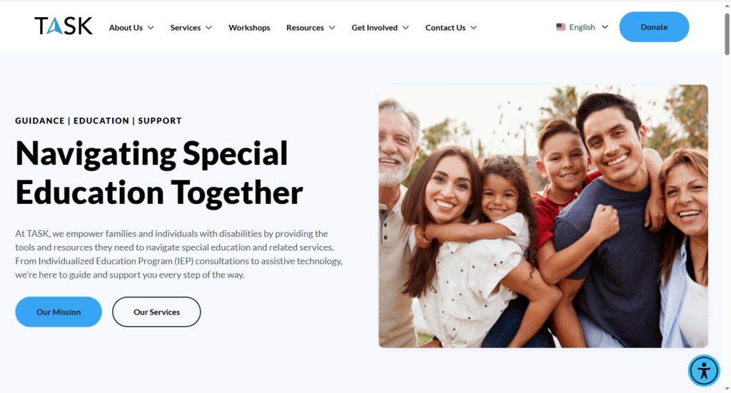 TASK website screenshot 2