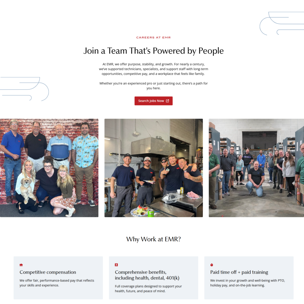 EMR careers page design